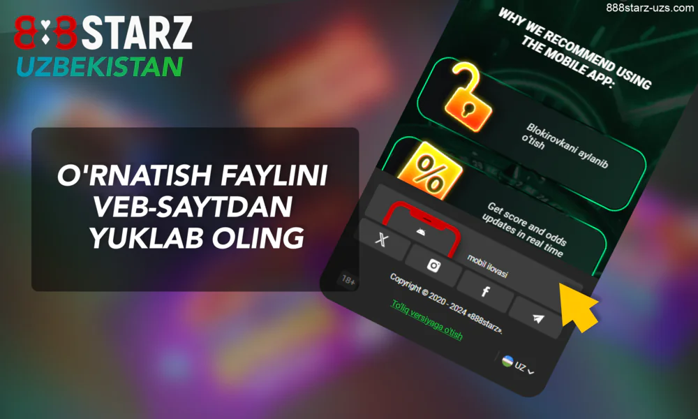 888Starz Oʻzbekiston ilovasini oʻrnatish faylini yuklab oling